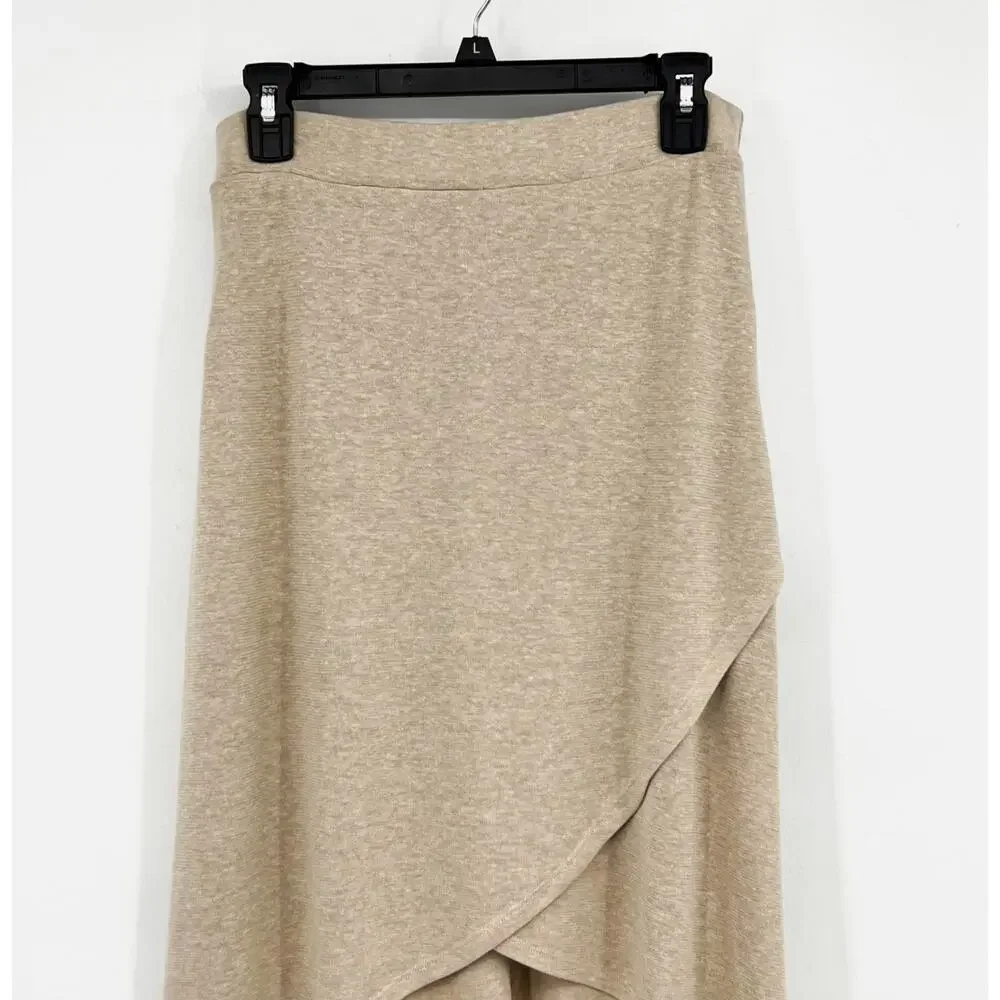 PRANA Women's Tidal Wave Midi Skirt Large Sand Beige High Low Knit NWT - Picture 4 of 13